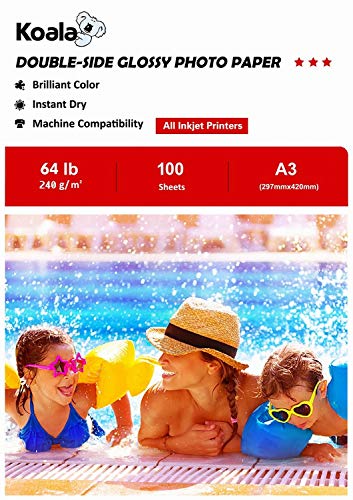 Koala Fotopapier für Tintenstrahldrucker, Doppelseitig, Glänzend, A3, 240 g/m², 100 Blatt. Geeignet zum Drucken von Fotos, Zertifikaten, Broschüren, Flyern, Faltblättern, Grußkarten, Kalendern, Kunst Koala Fotopapier für Tintenstrahldrucker, Doppelseitig, Glänzend, A3, 240 g/m², 100 Blatt. Geeignet zum Drucken von Fotos, Zertifikaten, Broschüren, Flyern, Faltblättern, Grußkarten, Kalendern, Kunst von Koala