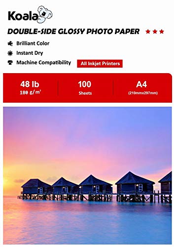 Koala Fotopapier für Tintenstrahldrucker, Doppelseitig, Glänzend, A4, 180 g/m², 100 Blatt. Geeignet zum Drucken von Fotos, Zertifikaten, Broschüren, Flyern, Faltblättern, Grußkarten, Kalendern, Kunst Koala Fotopapier für Tintenstrahldrucker, Doppelseitig, Glänzend, A4, 180 g/m², 100 Blatt. Geeignet zum Drucken von Fotos, Zertifikaten, Broschüren, Flyern, Faltblättern, Grußkarten, Kalendern, Kunst von Koala