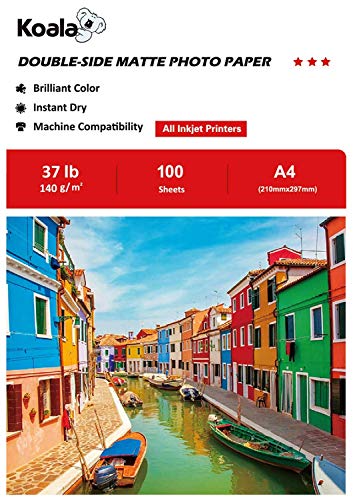 Koala Fotopapier für Tintenstrahldrucker, Doppelseitig, Matt, A4, 140 g/m², 100 Blatt. Geeignet zum Drucken von Fotos, Zertifikaten, Broschüren, Flyern, Faltblättern, Grußkarten, Kalendern, Kunst Koala Fotopapier für Tintenstrahldrucker, Doppelseitig, Matt, A4, 140 g/m², 100 Blatt. Geeignet zum Drucken von Fotos, Zertifikaten, Broschüren, Flyern, Faltblättern, Grußkarten, Kalendern, Kunst von Koala