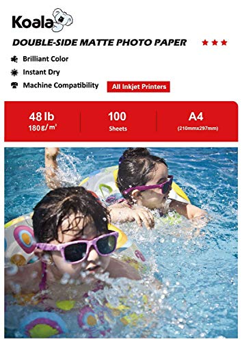Koala Fotopapier für Tintenstrahldrucker, Doppelseitig, Matt, A4, 180 g/m², 100 Blatt. Geeignet zum Drucken von Fotos, Zertifikaten, Broschüren, Flyern, Faltblättern, Grußkarten, Kalendern, Kunst Koala Fotopapier für Tintenstrahldrucker, Doppelseitig, Matt, A4, 180 g/m², 100 Blatt. Geeignet zum Drucken von Fotos, Zertifikaten, Broschüren, Flyern, Faltblättern, Grußkarten, Kalendern, Kunst von Koala