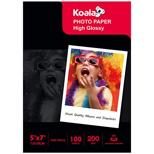 Koala Inkjet Hochglänzend Fotopapier 13x18 cm, 200 g/m², 100 Blatt, für Canon HP Epson Tintenstrahldrucker von Koala