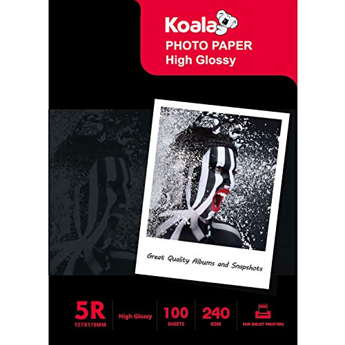 Koala Inkjet Hochglänzend Fotopapier 13x18 cm, 240 g/m², 100 Blatt, für Canon HP Epson Tintenstrahldrucker von Koala