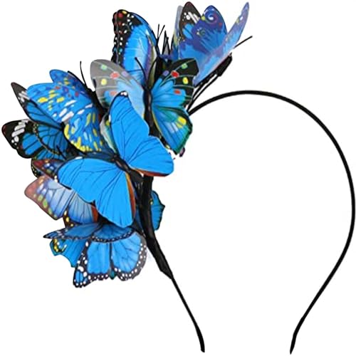 Kobilee Fascinator Damen: Abschlussball Blumen Fascinator Pfau Feder Bunt Accessoires Charleston 20er Jahre Haarband Bling Strass Karneval Stirnband für Karneval Party von Kobilee