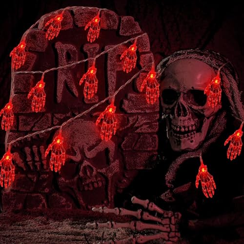 Halloween Skeletthand LED-Lichterkette, 3 Meter, 20 Rote LEDs, 2 Modi - Dauerlicht & Blinklicht Halloween Skeletthand LED-Lichterkette, 3 Meter, 20 Rote LEDs, 2 Modi - Dauerlicht & Blinklicht von Koboko