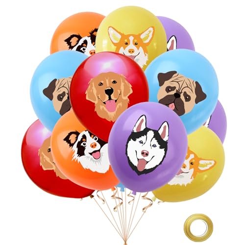 KOBOKO 10 Stk Luftballon Hund Geburtstag, Tier Luftballons Hunde Geburtstag Deko, Hundegeburtstag Luftballon Tiere, Ballon Tiere Hund Kindergeburtstag Deko, Birthday Dog Helium Ballons Haustier Party von Koboko