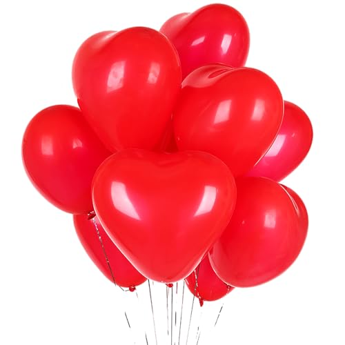 KOBOKO Herzluftballons Rot, 100 Stk 12 Zoll Herzballons Hochzeit, Helium Luftballons Hochzeit, Herz Latex Luftballon Geburtstag, Latex Herz Ballon Helium für Hochzeitsdeko Geburtstagsdeko Party Deko von Koboko