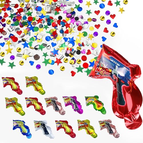 KOBOKO 12 Stk Konfetti Pistolen Set, Konfettikanone Hochzeit Party Deko, Party Confetti Kanone Konfetti Geburtstag Glitzer Papier, Konfettipistole Ballons Tischfeuerwerk Konfettis Geburtstag Jubiläum von Koboko