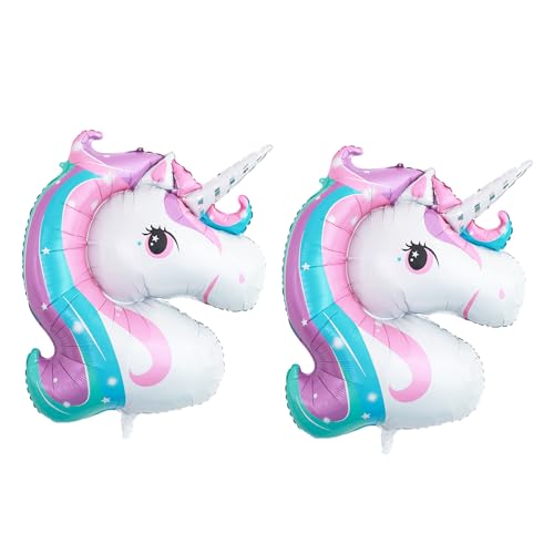 KOBOKO Einhorn Luftballon, 2 Stk Folienballon Einhorn Deko Kindergeburtstag Mädchen, XXL Einhorn Ballon Geburtstagsdeko, Einhorn Luftballons Geburtstag Mädchen für Einhorn Party Deko Hochzeitsdeko von Koboko
