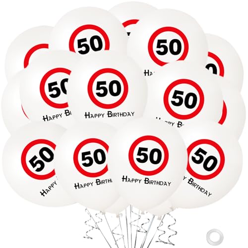 KOBOKO Luftballon 50 Geburtstag Mann Frau Deko, 20 Stk Luftballons 50. Geburtstag Deko, Verkehrszeichen Luftballons Geburtstagsdeko 50 Jahre Mann Frau, Ballon 50er Geburtstags Männer Frauen Party Deko KOBOKO Luftballon 50 Geburtstag Mann Frau Deko, 20 Stk Luftballons 50. Geburtstag Deko, Verkehrszeichen Luftballons Geburtstagsdeko 50 Jahre Mann Frau, Ballon 50er Geburtstags Männer Frauen Party Deko von Koboko