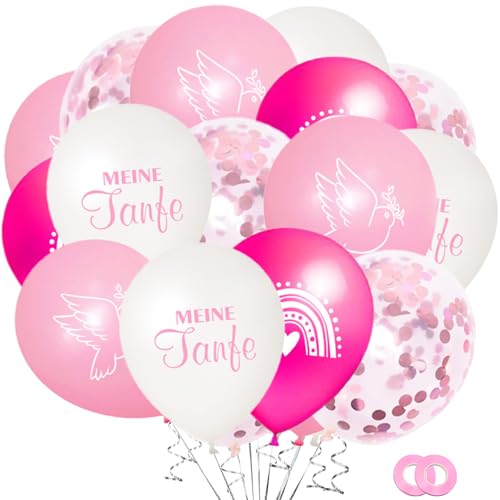 KOBOKO Taufe Deko Mädchen Luftballon Rosa, 24 Stk Deko Taufe Mädchen Luftballons Taufe, Taufdeko Mädchen Taube Regenbogen Muster Ballons, Tauf Deko Ballon für Babyparty, Kommunion, Babyshower Deko KOBOKO Taufe Deko Mädchen Luftballon Rosa, 24 Stk Deko Taufe Mädchen Luftballons Taufe, Taufdeko Mädchen Taube Regenbogen Muster Ballons, Tauf Deko Ballon für Babyparty, Kommunion, Babyshower Deko von Koboko