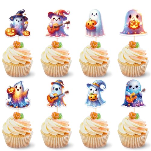 KOBOKO 24 Stück Ghost Halloween Deko Torte,Halloween Tortendeko Geist,Halloween Cupcake Toppers,Ghost Tortendeko Halloween Kuchen Deko,Halloween Muffins Deko,Geist Deko,Halloween Party Deko KOBOKO 24 Stück Ghost Halloween Deko Torte,Halloween Tortendeko Geist,Halloween Cupcake Toppers,Ghost Tortendeko Halloween Kuchen Deko,Halloween Muffins Deko,Geist Deko,Halloween Party Deko von Koboko