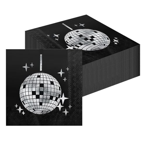 KOBOKO 25 Stück Disco Deko Servietten, 25x25cm Discokugel Deko Servietten, Disco Party Dekorationen Napkin, 70er 80er Geburtstagsdeko Papierservietten, Discokugel Party Dekorationen (Schwarz) KOBOKO 25 Stück Disco Deko Servietten, 25x25cm Discokugel Deko Servietten, Disco Party Dekorationen Napkin, 70er 80er Geburtstagsdeko Papierservietten, Discokugel Party Dekorationen (Schwarz) von Koboko