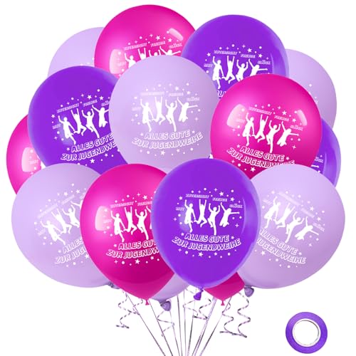 KOBOKO Jugendweihe Deko Luftballons Bunt, 30 Stück Deko Jugendweih Luftballon Mädchen, Alles Gute zur Jugendweihe Deko Party Ballons Rosa Set, Lila Luftballons Endlich Erwachsen Deko KOBOKO Jugendweihe Deko Luftballons Bunt, 30 Stück Deko Jugendweih Luftballon Mädchen, Alles Gute zur Jugendweihe Deko Party Ballons Rosa Set, Lila Luftballons Endlich Erwachsen Deko von Koboko