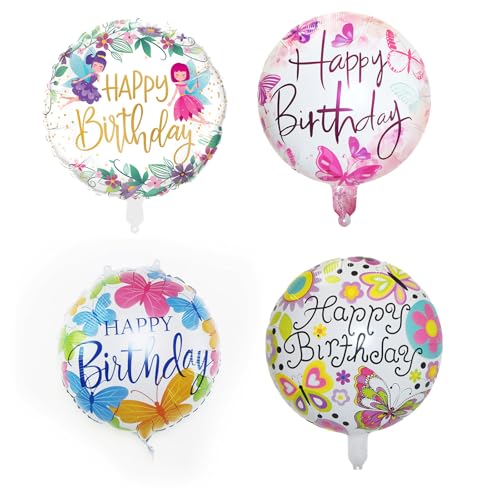 KOBOKO 4 Stk Schmetterling Blumenfee Runde Ballon Set von Koboko