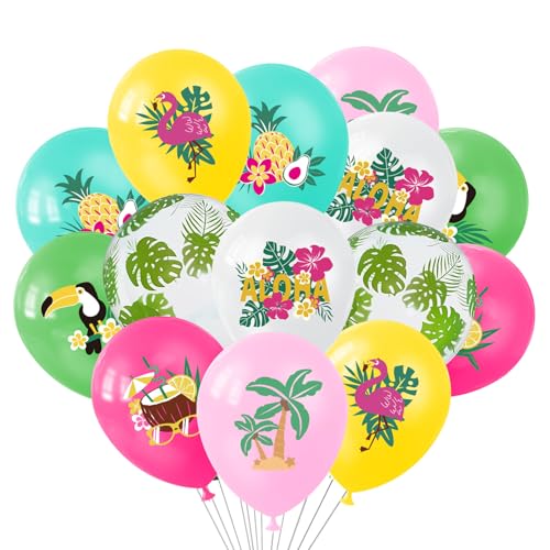 KOBOKO Hawaii Deko Ballons Set, 50 Stk Flamingo Deko Hawaii Luftballons, Hawaii Party Deko Ballon, Sommer Deko Ananas Luftballon, Hawaii Latex Ballons für Sommerfest Hochzeit Party Deko Geburtstag von Koboko