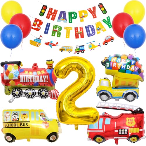 KOBOKO Auto Geburtstagsdeko 2 Jahre Junge Folienballon, Luftballon 2. Geburtstag Junge Auto Deko, Ballon 2 Geburtstag Junge Feuerwehr Deko Geburtstagszug, Happy Birthday Banner Geburtstagsdeko Kinder KOBOKO Auto Geburtstagsdeko 2 Jahre Junge Folienballon, Luftballon 2. Geburtstag Junge Auto Deko, Ballon 2 Geburtstag Junge Feuerwehr Deko Geburtstagszug, Happy Birthday Banner Geburtstagsdeko Kinder von Koboko