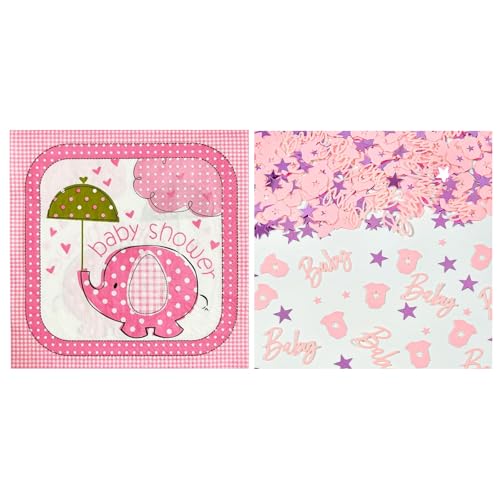 KOBOKO 20 Stück Servietten Babyparty Deko Mädchen,15g Baby Shower Deko Konfetti,Servietten Kindergeburtstag,Babyshowerparty Deko Papierservietten,Einweg Servietten für Taufe Babyshower Babyparty Deko von Koboko