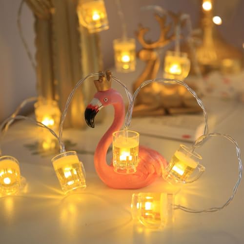 KOBOKO Bierkrug LED Lichterkette, 1,5M 10 LED Oktoberfest Deko Lichterkette Innen Außen, Bier Lichterketten Batteriebetriebene, Bier Tasse Dekorative Lichter für Bar, Sommerparty, Oktoberfest Party von Koboko