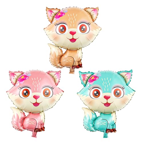 KOBOKO Luftballon Tiere Geburtstag, 3 Stk Folienballon Fuchs Deko, Bunte Helium Ballon für Kinder Party, Mädchen Geburtstagsdeko KOBOKO Luftballon Tiere Geburtstag, 3 Stk Folienballon Fuchs Deko, Bunte Helium Ballon für Kinder Party, Mädchen Geburtstagsdeko von Koboko