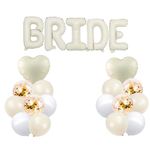 KOBOKO Bride to Be Deko Luftballons Beige, Jga Deko Frauen Ballons, Bride Ballon Hochzeit Deko, Bride Luftballon Hochzeitsdeko, Beige Ballons Bride Deko für Brautparty,Hochzeit,Bachelorette Party Deko von Koboko