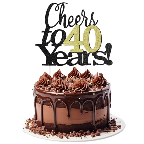 KOBOKOK "Cheers to 40 Years " Cake Topper, 40 Tortendeko Geburtstag, 40 Geburtstag Hochzeit Jahrestag, 40 Party Kuchen Dekoendeko, Geeignet für Partydekoration, Jubiläumsfeiern von Koboko