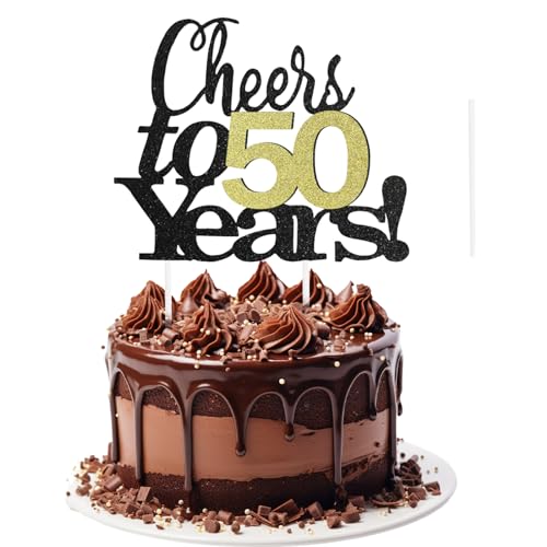 KOBOKOK "Cheers to 50 Years " Cake Topper, 50 Tortendeko Geburtstag, 50 Geburtstag Hochzeit Jahrestag, 50 Party Kuchen Dekoendeko, Geeignet für Partydekoration, Jubiläumsfeiern von Koboko
