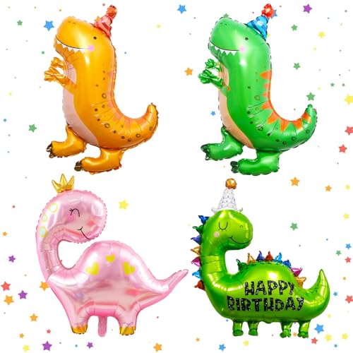 KOBOKO Dino Geburtstag Deko Folienballon, 4 Stück Dino Luftballon Kindergeburtstag Deko, Dinosaurier Luftballons Dino Deko Geburtstag, Dino Ballon für Dschungel Geburtstag Party Deko Junge Mädchen KOBOKO Dino Geburtstag Deko Folienballon, 4 Stück Dino Luftballon Kindergeburtstag Deko, Dinosaurier Luftballons Dino Deko Geburtstag, Dino Ballon für Dschungel Geburtstag Party Deko Junge Mädchen von Koboko