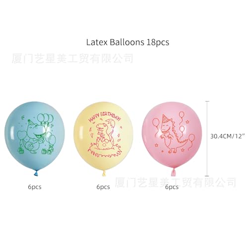 KOBOKO Dinosaurier Latex Luftballons, 30,4 cm, 18 Stück, Pastellfarben, Geburtstags-Partydekoration von Koboko