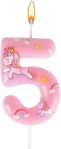 KOBOKO Einhorn Geburtstagskerzen Zahlen 5, Einhorn Kerze 5 Geburtstag Mädchen, Einhorn Deko Kerzen Geburtstag 5 Jahre Mädchen, Regenbogen Tortendeko Geburtstage Kerzen 5, Unicorn Zahlen Kerzen 5 Rosa KOBOKO Einhorn Geburtstagskerzen Zahlen 5, Einhorn Kerze 5 Geburtstag Mädchen, Einhorn Deko Kerzen Geburtstag 5 Jahre Mädchen, Regenbogen Tortendeko Geburtstage Kerzen 5, Unicorn Zahlen Kerzen 5 Rosa von Koboko