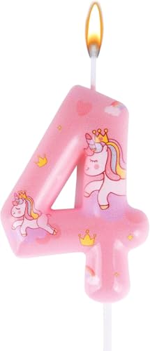 KOBOKO Einhorn Kerze 4 Geburtstag Mädchen, Einhorn Geburtstagskerzen Zahlen 4, Einhorn Deko Kerzen Geburtstag 4 Jahre Mädchen, Regenbogen Tortendeko Geburtstage Kerzen 4, Unicorn Kerzen Zahlen 4 Rosa KOBOKO Einhorn Kerze 4 Geburtstag Mädchen, Einhorn Geburtstagskerzen Zahlen 4, Einhorn Deko Kerzen Geburtstag 4 Jahre Mädchen, Regenbogen Tortendeko Geburtstage Kerzen 4, Unicorn Kerzen Zahlen 4 Rosa von Koboko