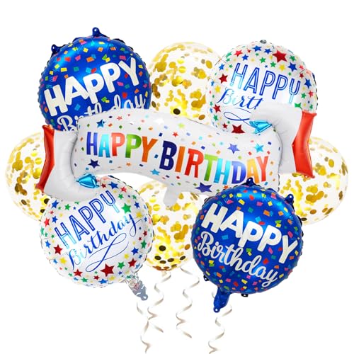 KOBOKO Happy Birthday Ballon Set, 9 Stk Bunt Happy Birthday Folienballon, Konfetti Luftballons Gold Geburtstag, Helium Ballons Geburtstag Deko, Runde Geburtstagsballon für Junge Mädchen und Erwachsen KOBOKO Happy Birthday Ballon Set, 9 Stk Bunt Happy Birthday Folienballon, Konfetti Luftballons Gold Geburtstag, Helium Ballons Geburtstag Deko, Runde Geburtstagsballon für Junge Mädchen und Erwachsen von Koboko