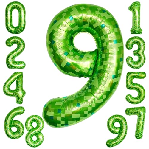 KOBOKO Grün Luftballon 9. Geburtstag Junge, 40 Zoll Folienballon Zahl 9, 101cm XXL Ballon 9 Jahre, Zahlenballon Geburtstagsdeko 9 Jahre Junge, Grün Pixel Miner Folienballon 9 Geburtstag Jubiläum Deko KOBOKO Grün Luftballon 9. Geburtstag Junge, 40 Zoll Folienballon Zahl 9, 101cm XXL Ballon 9 Jahre, Zahlenballon Geburtstagsdeko 9 Jahre Junge, Grün Pixel Miner Folienballon 9 Geburtstag Jubiläum Deko von Koboko