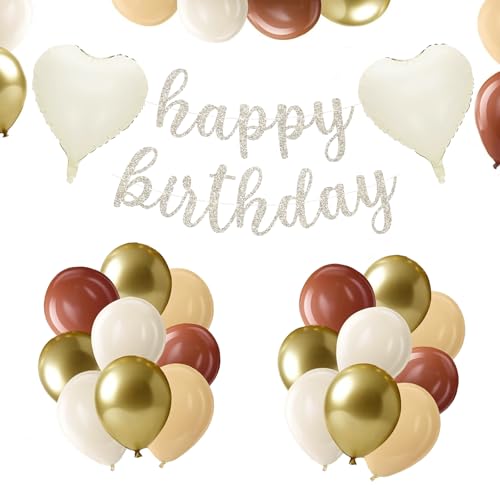 KOBOKO Geburtstagsdeko Luftballons Beige, Happy Birthday Deko Helium Luftballons Geburtstag Gold, Deko Beige Ballons Geburtstag Babyparty, Creme Weiß Herz Ballon für Kinder Frauen Mann Party Deko KOBOKO Geburtstagsdeko Luftballons Beige, Happy Birthday Deko Helium Luftballons Geburtstag Gold, Deko Beige Ballons Geburtstag Babyparty, Creme Weiß Herz Ballon für Kinder Frauen Mann Party Deko von Koboko