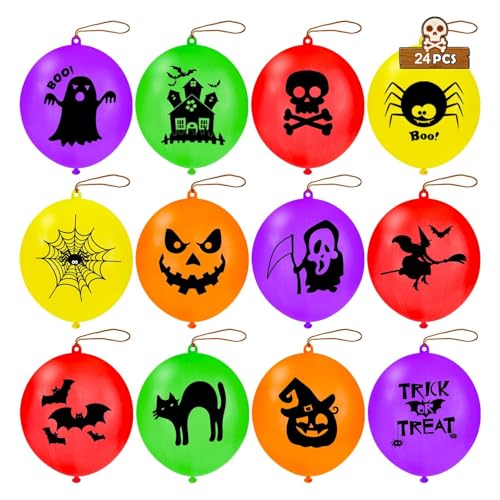 KOBOKO Halloween Luftballons mit Grusel-Motiven, 24 Stück, Mehrfarbig, Party-Dekoration mit Geist, Kürbis, Hexe und mehr KOBOKO Halloween Luftballons mit Grusel-Motiven, 24 Stück, Mehrfarbig, Party-Dekoration mit Geist, Kürbis, Hexe und mehr von Koboko