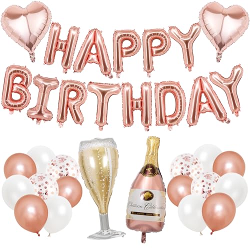 KOBOKO Rosegold Happy Birthday Luftballons Girlande, Happy Birthday Ballon Rosegold, Happy Birthday Deko Luftballons Geburtstag Mädchen, Champagner Folienballon Geburtstagsdeko Frauen Party Deko KOBOKO Rosegold Happy Birthday Luftballons Girlande, Happy Birthday Ballon Rosegold, Happy Birthday Deko Luftballons Geburtstag Mädchen, Champagner Folienballon Geburtstagsdeko Frauen Party Deko von Koboko
