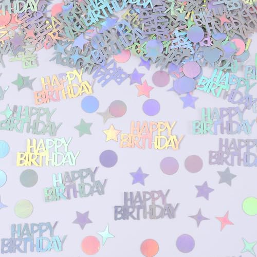 KOBOKO 100 Stück Konfetti Happy Birthday Tischdeko Geburtstag, Konfetti Geburtstag Deko, Regenbogenfarben Streudeko Geburtstags, Geburtstagsdeko Tisch, Glitzer Confetti für Geburtstage Partys von Koboko