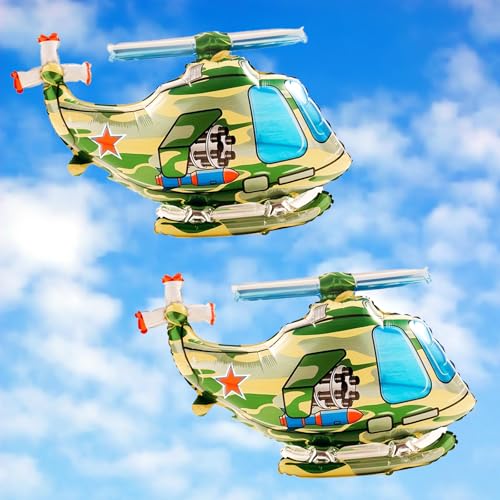 KOBOKO Flugzeug Deko Geburtstag Luftballons, 2 Stück Helium Ballon Hubschrauber Geburtstagsdeko Jungen, Flugzeug Aufblasbar Folienballon Geburtstag, Stehend Tarnung Ballon Helikopter Geburtstage Deko KOBOKO Flugzeug Deko Geburtstag Luftballons, 2 Stück Helium Ballon Hubschrauber Geburtstagsdeko Jungen, Flugzeug Aufblasbar Folienballon Geburtstag, Stehend Tarnung Ballon Helikopter Geburtstage Deko von Koboko