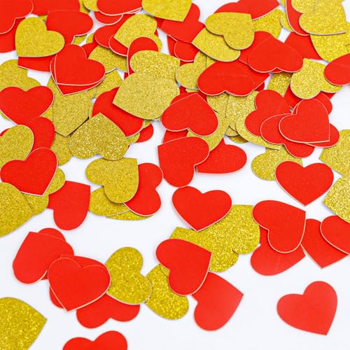 KOBOKO Herz Konfetti Rot, 100 Stück Groß, Herzkonfetti Hochzeit, Glitzer Konfetti Geburtstag, Herz Deko Confetti für Hochzeit, Valentinstag, Verlobung, Heiratsantrag von Koboko
