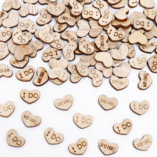 KOBOKO 100 Stück Holzherzen Deko, 12mm Holz Herzen Klein Hochzeit Deko, Streudeko Holz Herz Deko, Hochzeitsdeko Holzherzen, Hochzeit Tischdeko für DIY Handwerk Verzierungen Bilderrahmen Deko von Koboko