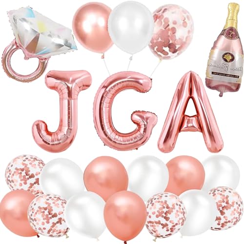 KOBOKO Jga Deko Luftballons,Junggesellenabschied Frauen Deko,Bride To Be Deko,Rosegold Konfetti Luftballons Banner Girlande Folienballons für Tochter Mädchen Abschied Party,Polterabend Deko Accessoire von Koboko