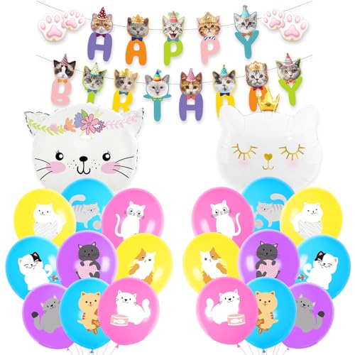 KOBOKO Katzen Deko Ballons Geburtstag, 39 Stk Katze Deko Luftballons Geburtstag Mädchen, Luftballon Katze Geburtstagsdeko Mädchen, Katze Folienballon für Babyshower, Hochzeit, Katzen Thema Party Deko KOBOKO Katzen Deko Ballons Geburtstag, 39 Stk Katze Deko Luftballons Geburtstag Mädchen, Luftballon Katze Geburtstagsdeko Mädchen, Katze Folienballon für Babyshower, Hochzeit, Katzen Thema Party Deko von Koboko