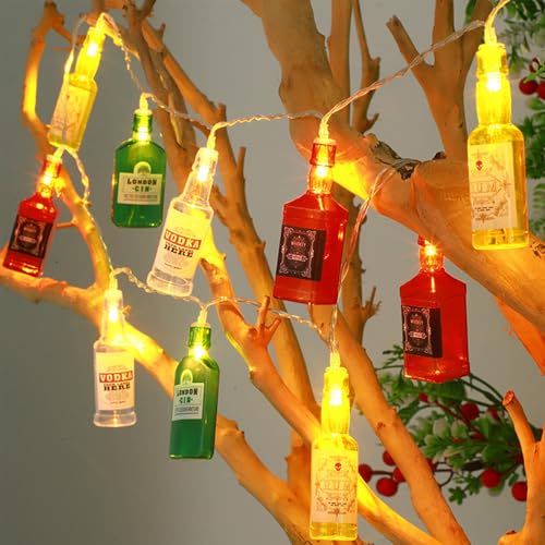 KOBOKO LED Lichterkette mit Flaschendesign,1,5M 10 LED Weinflaschen Lichterkette Batteriebetriebene,Leuchtende Weinflaschen,Dekorative Lichter für Bar,Bistros,Garten,Hochzeit,Party,Oktoberfest Deko von Koboko