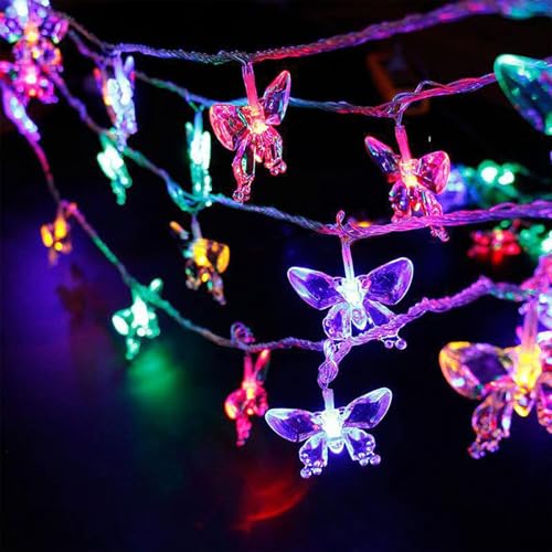KOBOKO Lichterkette Schmetterling,1,5M 10 LED Schmetterlinge Lichterkette Batterie,Lichterkette Kinderzimmer,Schmetterling Deko Lichterketten Innen Außen für Hochzeits,Partys,Garten,Weihnachten Deko von Koboko