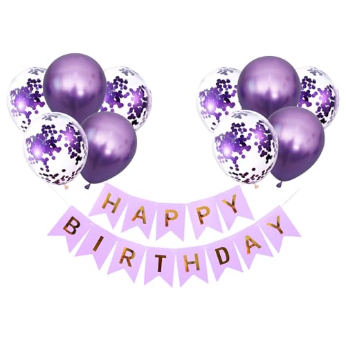 KOBOKO Luftballons Geburtstag Set, Lila Geburtstagsdeko Happy Birthday Deko Banner, Lila Luftballons Happy Birthday Deko, Konfetti Ballons Geburtstag Deko, Luftballon Purpur Party Deko Mädchen Frauen KOBOKO Luftballons Geburtstag Set, Lila Geburtstagsdeko Happy Birthday Deko Banner, Lila Luftballons Happy Birthday Deko, Konfetti Ballons Geburtstag Deko, Luftballon Purpur Party Deko Mädchen Frauen von Koboko