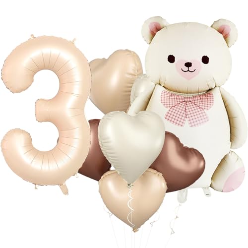 KOBOKO Bär Geburtstagsdeko 3 Jahre Mädchen Junge, Bären Luftballon 3 Geburtstag Junge, Geburtstagsdeko Mädchen 3 Jahre Luftballons, Bär Folienballon Deko 3. Geburtstag, Herz Helium Ballon 3 Geburtstag KOBOKO Bär Geburtstagsdeko 3 Jahre Mädchen Junge, Bären Luftballon 3 Geburtstag Junge, Geburtstagsdeko Mädchen 3 Jahre Luftballons, Bär Folienballon Deko 3. Geburtstag, Herz Helium Ballon 3 Geburtstag von Koboko