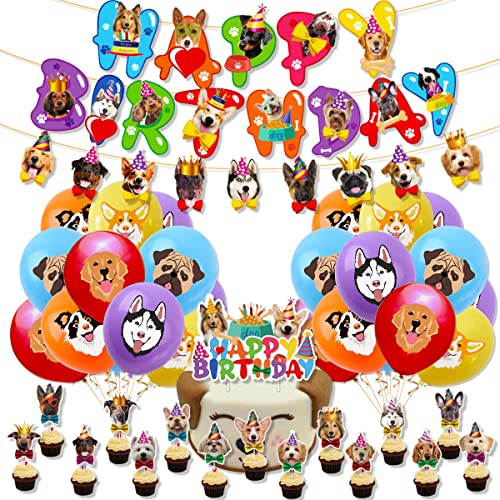 KOBOKO Luftballon Hunde Geburtstag Deko Set, Luftballons und Cupcake Topper, Party Dekoration mit Hundemotiv von Koboko