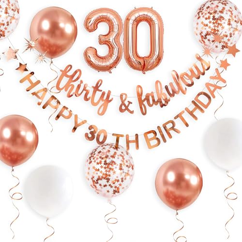 KOBOKO Luftballons 30. Geburtstag Roségold, 30 Geburtstag Frauen Deko Set, Ballon Geburtstagsdeko 30 Jahre, Happy Birthday Banner Folienballon 30, Konfetti Luftballon 30 Deko Geburtstag Frau Roségold KOBOKO Luftballons 30. Geburtstag Roségold, 30 Geburtstag Frauen Deko Set, Ballon Geburtstagsdeko 30 Jahre, Happy Birthday Banner Folienballon 30, Konfetti Luftballon 30 Deko Geburtstag Frau Roségold von Koboko
