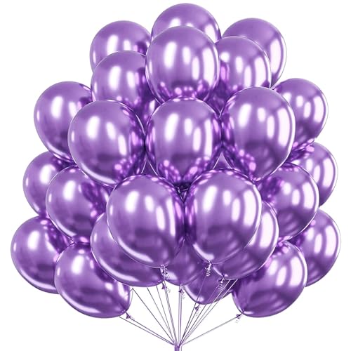 KOBOKO Luftballons Lila Metallic, 50 Stück 12 Zoll, Ballons für Geburtstag Mädchen, Deko Party, Helium Luftballon für Geburtstagsdeko, Hochzeit von Koboko
