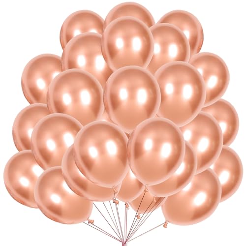 KOBOKO Luftballons Rosegold Metallic, 50 Stück Ballons für Hochzeitsdeko, Rosa Luftballons Geburtstag Mädchen, Helium Ballons Partydeko, Rosa Ballon für Valentinstag, Hochzeit von Koboko