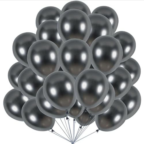 KOBOKO Schwarze Luftballons Metallic, 50 Stück 12 Zoll, Party Deko, Helium Ballons für Geburtstag Hochzeit Deko von Koboko